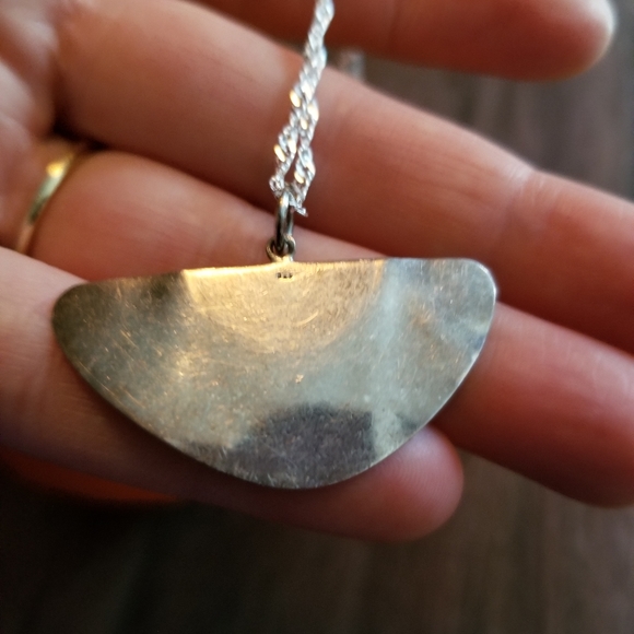 Vintage Abalone Sterling Silver Geometric Pendant - Picture 5 of 7